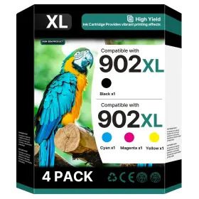 Acaves B0fhjzrm8s Hp 902xl Ink Cartridges High Yield Replacement For Officejet Printers 4-pack Bla