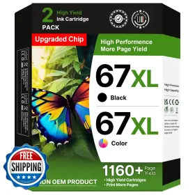 B0fb42tcpt Adoccur 67xl Ink Cartridges Black/color Combo For Hp 67 Deskjet Envy Pro Printer