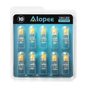 Am-194-cob-2smd-ww Alopee 10 Pack 194 Bulb Warm White Led 2700k Replacement For 168 W5w T10