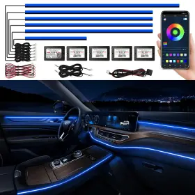 B0c7vwfzws Amki Acrylic Interior Car Led Strip Light Wireless App Rgb 6-in-1 175in 593 Leds