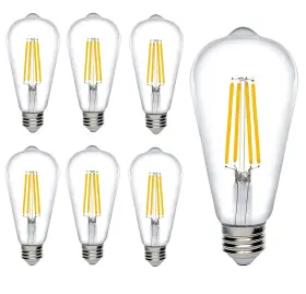 St64-27800-6 Bioluz Led Dimmable Warm Edison Light Bulbs - 800 Lumen White 2700k Repl