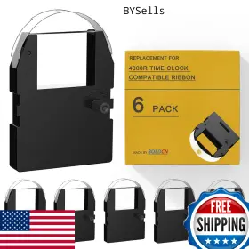 B09r4xh8jf Boedcn 6-pack Replacement Black Ribbon For Pyramid 4000r Time Clocks 11.5ft