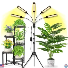 Ab150 Brand Abriselux 5-head Led Grow Lights - 450 Full Spectrum Leds Adjustable Stand Auto Timer
