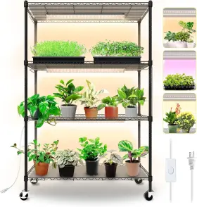 Bstrip 800689571460 Plant Shelf With Grow Lights 4-tier Light 30w T5 Full Spectrum