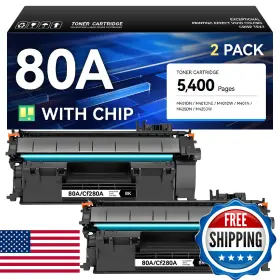 B0dydbszd4 Caink 80a Toner Cartridge Black 2-pack With Chip High Yield Replacement For Hp Cf2
