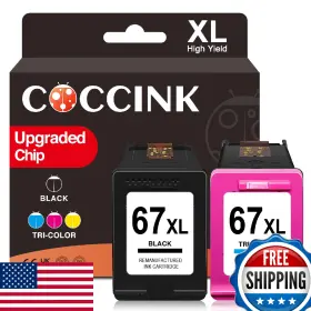 B0dj2n2tml Coccink 67xl Ink Cartridge For Hp 67 Xl Black Color Combo Pack