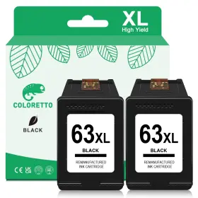 B0cpy2cjj7 Coloretto 63xl Black Ink Cartridge For Hp Officejet 4650 3830 Envy 5255