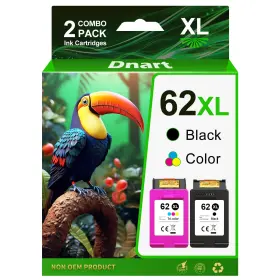B0ddtdj2fw Dnart Hp 62xl Black And Color Ink Cartridges 2-pack For Envy 7640 5660 Officejet 5740