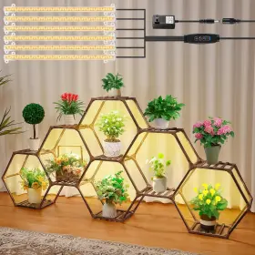 Dr-dreyoo-170787 Dreyoo Plant Stand With Grow Lights Hexagonal Wood Indoor F