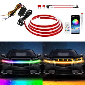 B0cfvgdd1q Duofu365 Exterior Car Led Hood Light Strip Rgb Multicolor Dynamic Scan Start Up Hoodbeam
