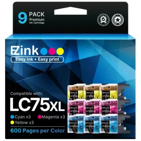 B0912m2l89 E-z Ink Compatible Lc75 Lc71 Cartridge For Brother Mfc-j Series 9-pack
