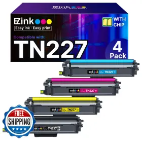 B0dyhz8zj3 E-z Ink Tn227 Compatible Toner Cartridge For Brother Tn-227 Bk/c/m/y 4-pk High Y