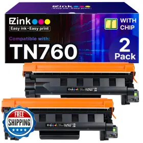 B0fpg343z1 E-z Ink Tn760 2-pack Black Toner Cartridge For Brother Tn-760 Tn730 Printer