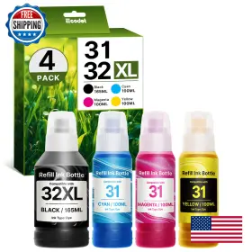 B09pxyvx2k Ecodot Hp 32xl 31 Ink Refill Bottle Set 4-pack For Smart Tank 5000 7301 7001 760