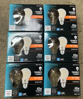 Ecosmart 841712131299 40w A19 Soft White 2700k Thinner Filament Clear Led Bulb 6bx Of 2pk