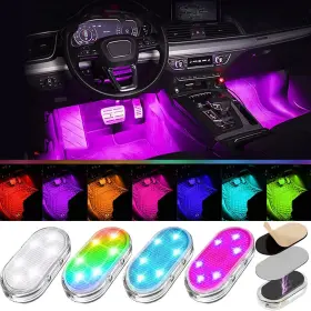 B0bzsr67cv Ejs Super Car 4pcs Led Interior Lights Wireless 7 Colors 6 Bright Leds Usb Rechargeable