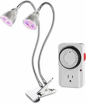 Extreme Growth 635665949038 Dual Led Grow Light With Outlet Timer - Top 10w Desk Clip Plant Lamp