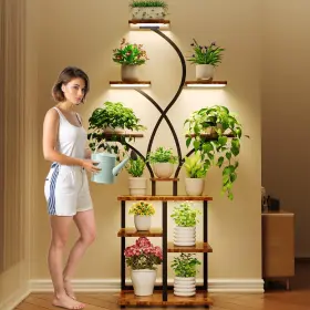 Frizione-da5 Frizione 68 Inches Metal Plant Stand Indoor With Grow Lights 10 Tier Lighted