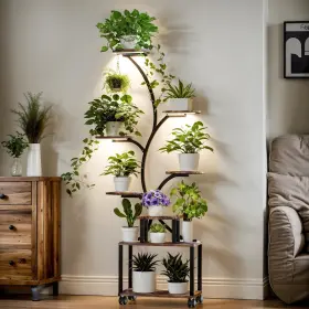 Xy-ps-01 Ganiilao Lighted Plant Stand With Grow Light 63 Inch Extra Tall Indoor Shelf Gr