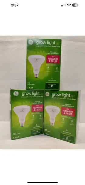 93101231 Ge Lot Of 3 New Grow Led Light Bulb For Flowers And Fruit. Uses Only 9 Watts