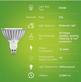 General Electric 043168503143 Ge Led Horticultural Grow Light Par38 Medium Base 32-watt For Seeds And Greens #2
