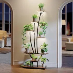 Gi0057-59 Giftgo Plant Stand Indoor With Grow Light Wooden Metal For Plants Multiple La