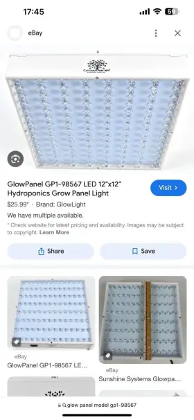 Gp1-98567 Glowlight Glowpanel Led 12 Inch X12 Hydroponics Grow Panel Light #2