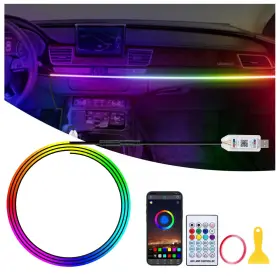 B0cxt8djwk Gpjyd 43.3in Rgb Acrylic Led Car Interior Strip Lights - App/music Sync