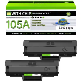 B0cq578kpl Greencycle 2-pack Hp 105a W1105a Black Toner Cartridge Laser 107a 135w 137fnw