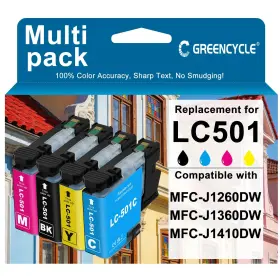 Greencycle B0g3wkj8sb Lc501 Ink Cartridges Combo Pack Replacement For Brother Lc 501 High Y