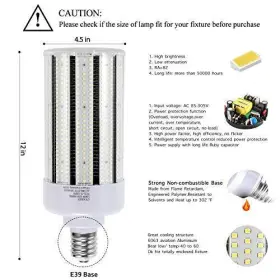 100.0 Gtaren 688209670523 100w Led Corn Cob Light Bulb Replace For 400 Watt Metal Halide Hps Watts #3