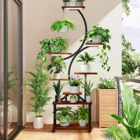 Hlb2494 Hailanbao Indoor Plant Stand With Grow Lights Stylish S-shaped Metal Rack For Mult