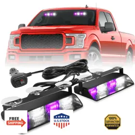 B0d4dfgnqn Hlauto 2002l Purple/white 48-led Emergency Dash Strobe Safety Flashing Warning L
