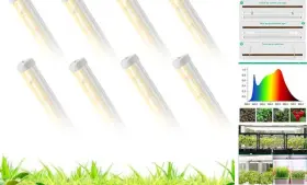 8pcs-no-vshap Honghu Direct T5 Grow Lights 5000k Full Spectrum 1.4ft 8pcs X 10 Watts Plant Growing