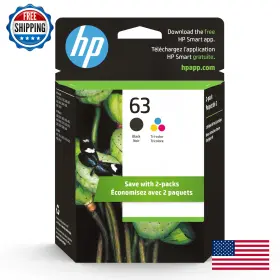B00wr23vri Hp 63 Black Tri-color Ink Cartridge 2-pack For Deskjet Printers