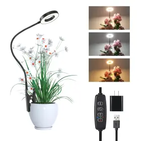 Hywyimlait 717038137133 Black Halo Ring Plant Grow Light With 360 Gooseneck Full Spectrum Pot Clip