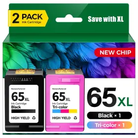 Inkbay B0fypd7w3v 65xl Black/tri-color Ink Cartridges Combo Pack For Hp 65 Work With E