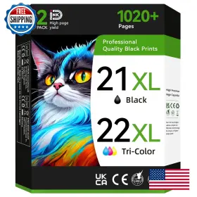 B0c5r7y6hd Inkid 21xl 22xl Ink Cartridges Compatible Hp Deskjet Officejet Printer
