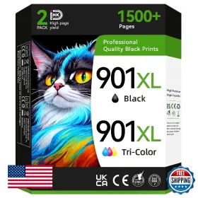 B0d1brns7y Inkid 901xl Compatible Ink Cartridge For Hp 901 Black/color Combo Pack