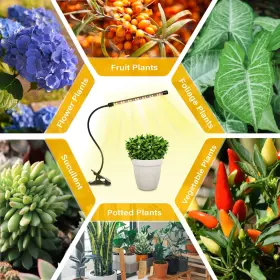 Ipower 840166250679 1 Tubes Yellow Led Grow Light With Full Spectrum For Indoor Plants 3 Auto Timing