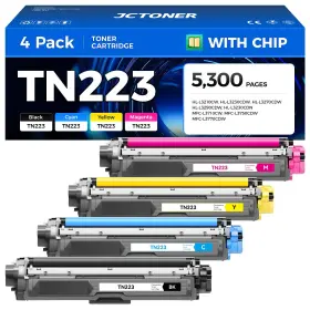 Mfc-l3770cdw Jctoner B0dy7p7gnt Brother Tn223 Tn227 Toner Cartridge 4-pack Compatible Hl-3270cdw