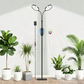 Jhauvmw Zmusfzwl-yp-b-2 Dual Head Grow Light For Indoor Plants Full Spectrum Floor Standing Plant Li
