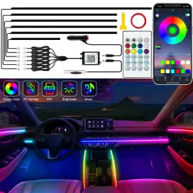 B0c73y35q6 Jushope Car Led Strip Lights Acrylic Dreamcolor Chasing Music Sync App/rf Re