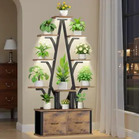 Stpl010 Kelhomecl Plant Stand With Grow Light - 10 Tiered Indoor Removable Dra