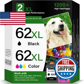 B0d2d1n2fm Kimveway 62xl Ink Cartridge Combo Pack Compatible For Hp Black And Tri-color