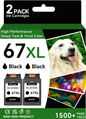 Kimveway B0fs6b1295 Hp 67xl Black Ink Cartridge 2-pack High Yield Compatible For Deskjet Envy 6000 2
