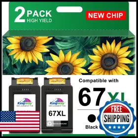 Kingway B0g1t4dnh7 67xl Ink Cartridge Black Combo Pack Replacement For Hp 67 Printers