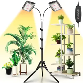 Ca210901 Lbw Grow Light For Indoor Plants Dual Heads Full Spectrum 200w Led Auto On/