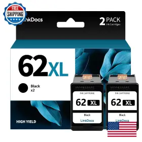 B0clp7g6b5 Linkdocs 62xl Black Ink Cartridges For Hp Envy 7640 5660 Officejet 5740 2-pk