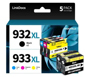 B0cm8x36l4 Linkdocs 5 Pk 932xl 933xl Ink Cartridges Compatible Hp Officejet 7110 660